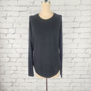 Athleta Sweatshirt Womens M Black Mindset Jersey Knit Pullover Loungewear Comfy